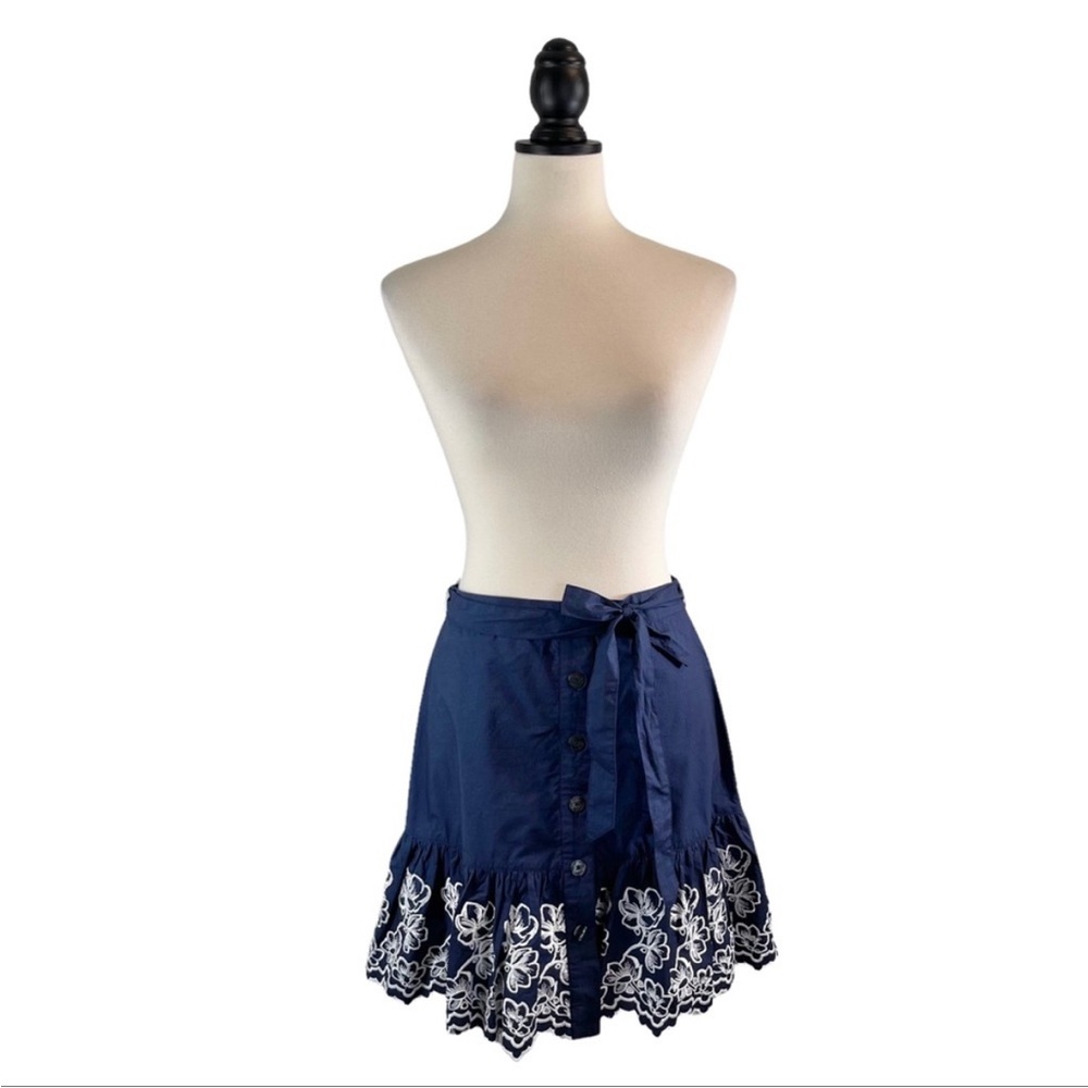 Draper James Navy Eyelet Tiered Lace Skirt, New w/ Tags, Size 0